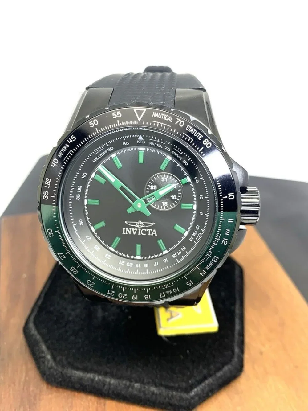 Invicta Men's Watch 49731 Aviator Quartz Green Black Rubber Strap 50mm